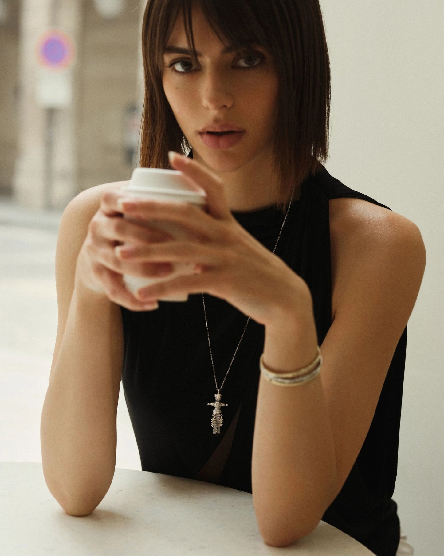 Золота Підвіска Лялька-мотанка Веснянка з діамантами