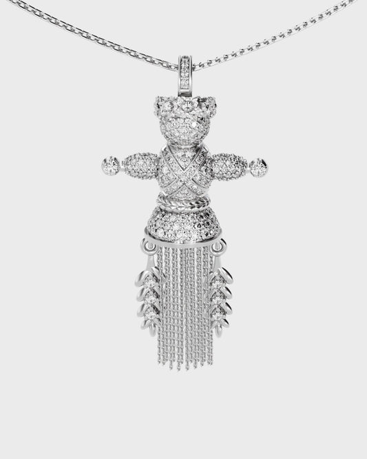 Золота підвіска лялька-мотанка Веснянка з діамантами