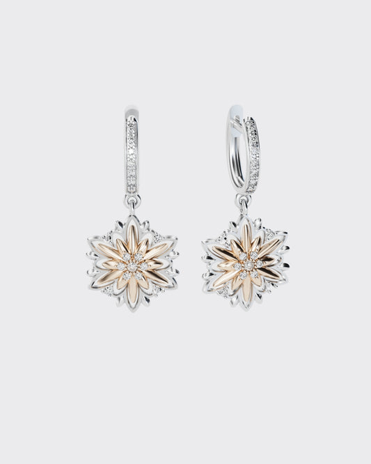 Золоті сережки Едельвейс з діамантами