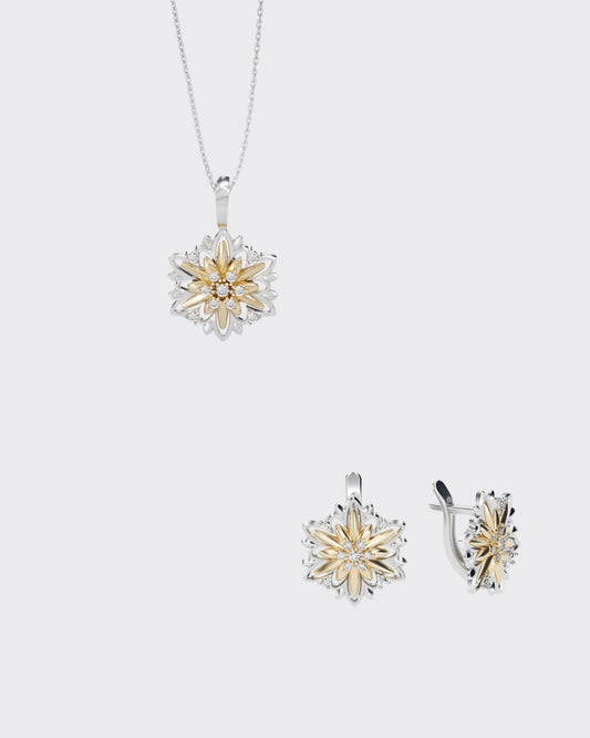 Золотий набір Едельвейс з діамантами (розмір M)