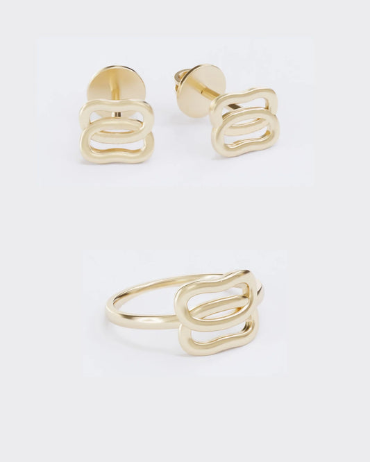 Золотий набір Сережки та каблучка Дукач