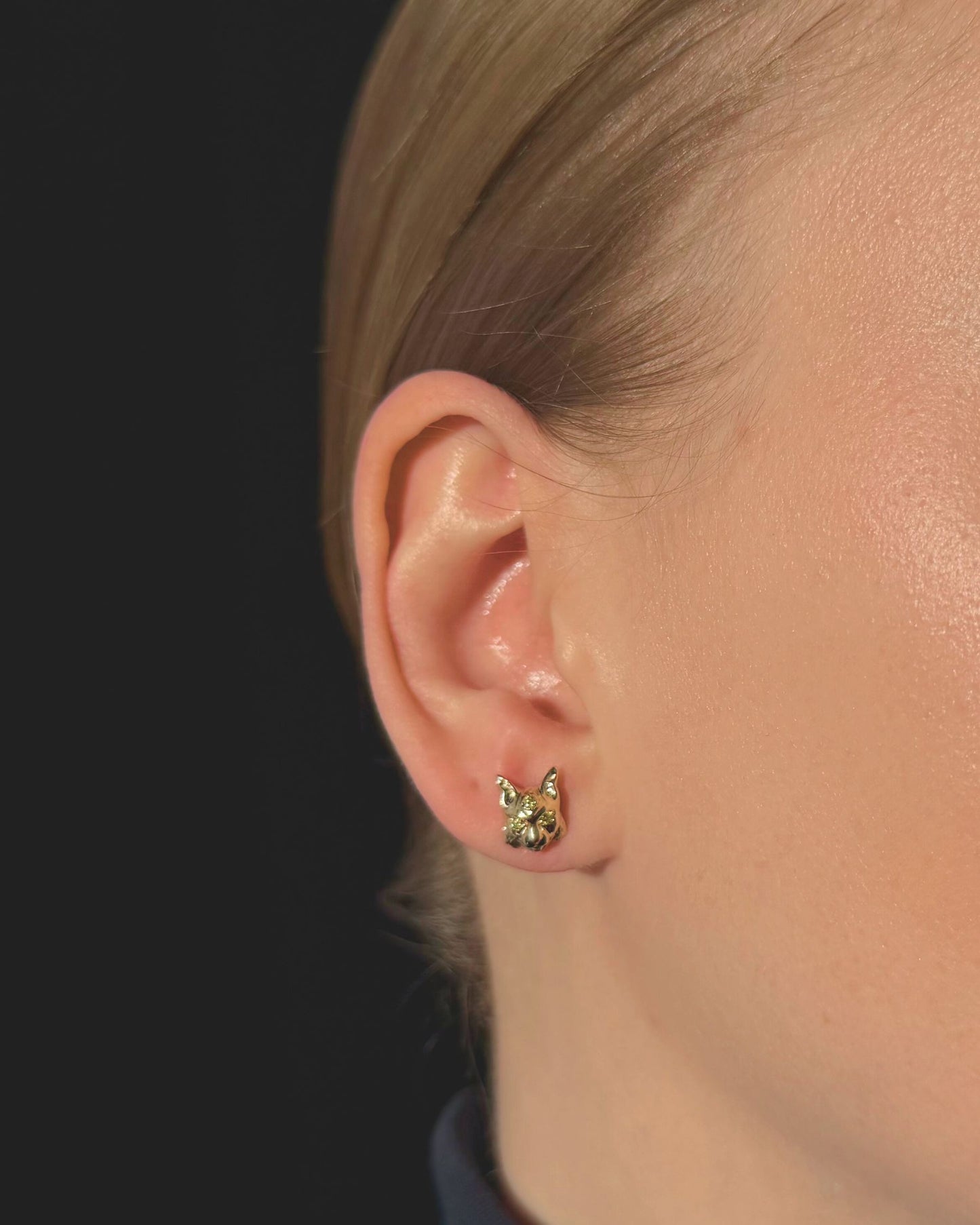 Золоті сережки Рись міні