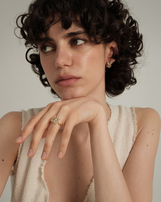 Золота каблучка Рись Toi et moi міні