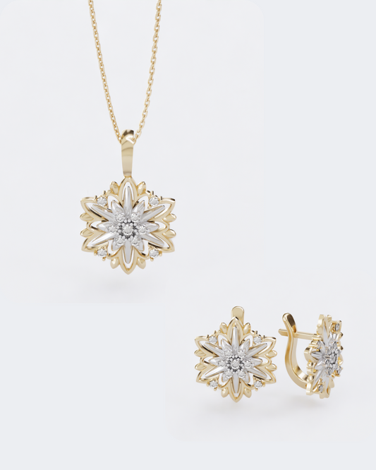 Золотий набір Едельвейс з діамантами (розмір L)