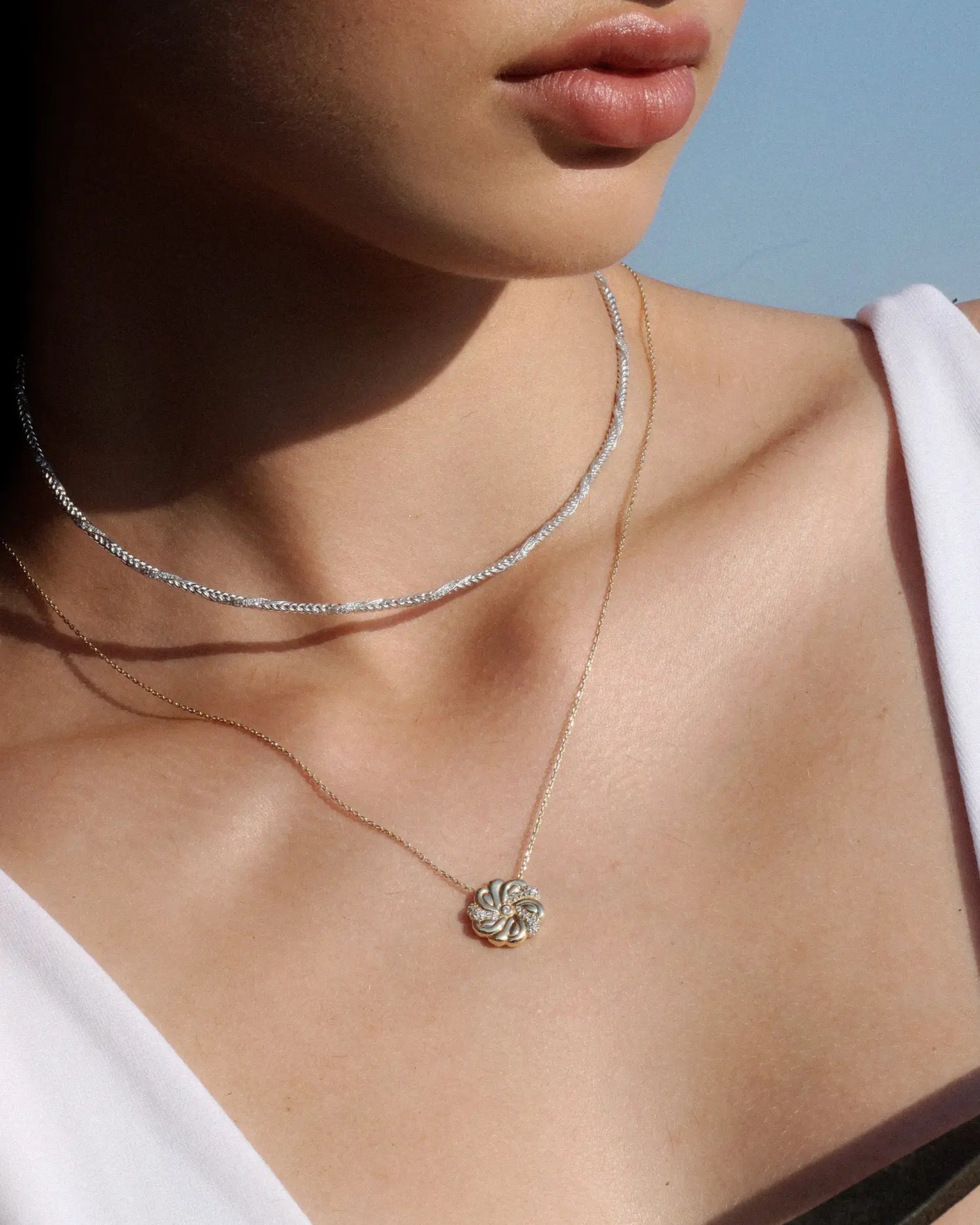 Золоте кольє Колосок з діамантовою стрічкою