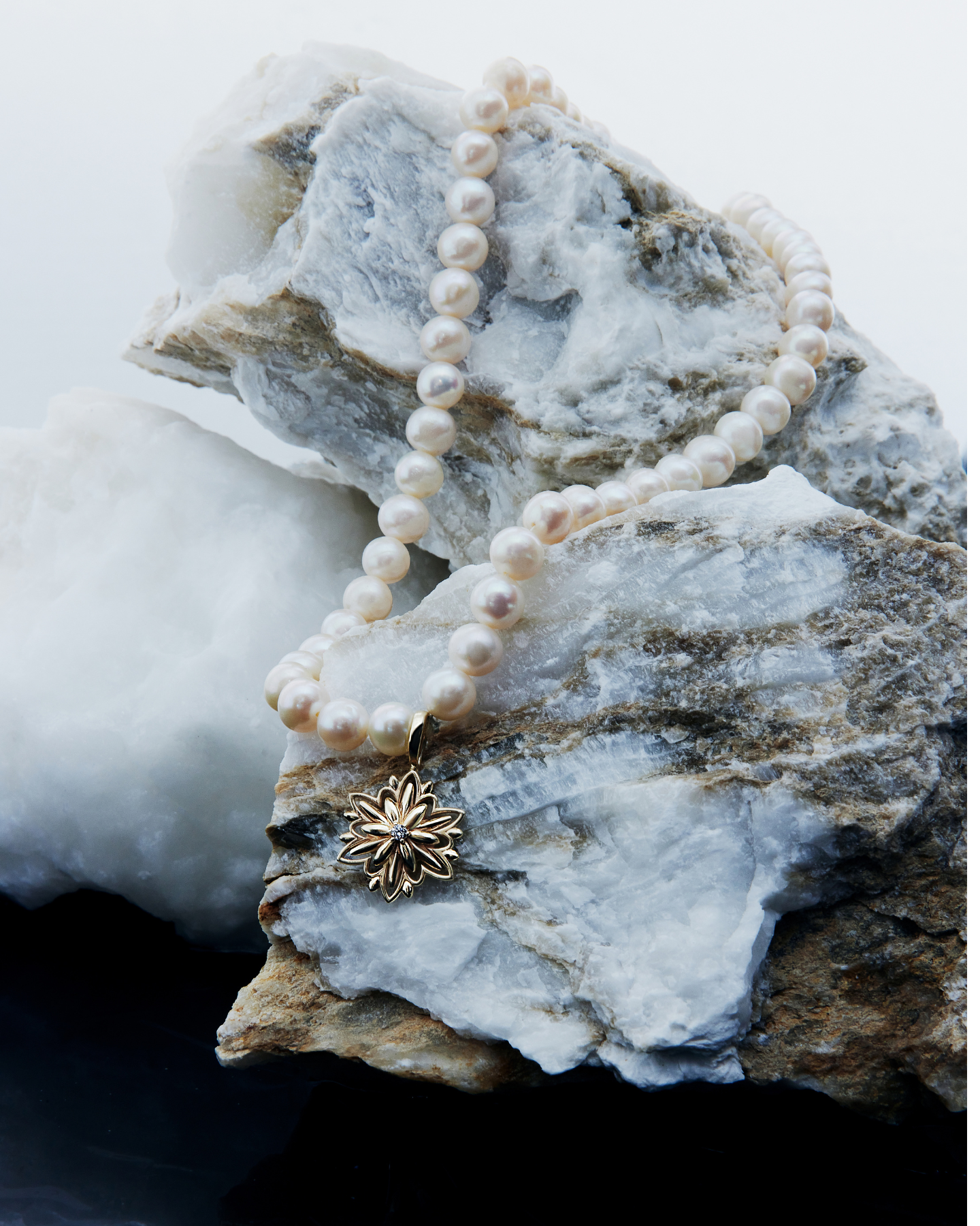 Кольє Едельвейс з перлами