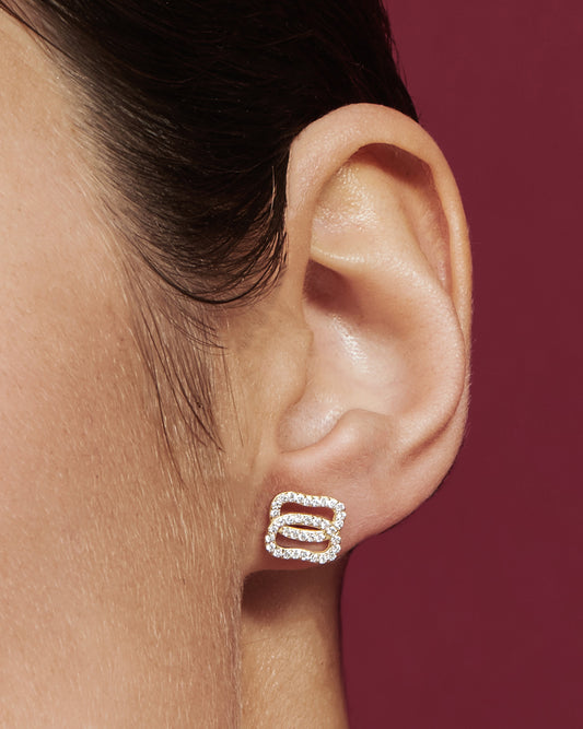 Золоті Сережки Дукач з діамантами паве