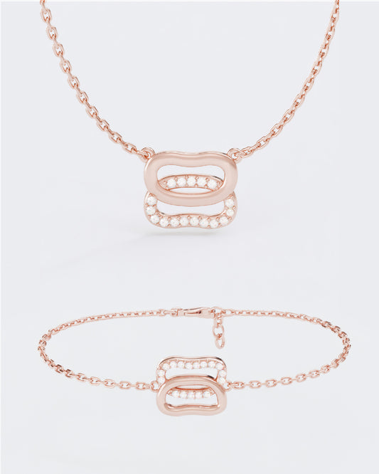 Набір Кольє Дукач з діамантами напівпаве та Браслет Дукач міні напівпаве