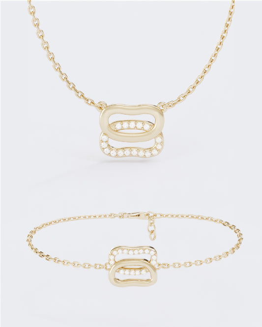 Набір Кольє Дукач з діамантами напівпаве та Браслет Дукач міні напівпаве