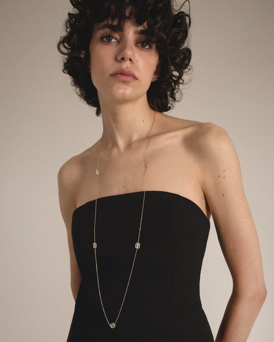 Золоте Кольє Дукач з діамантами напівпаве (довге)