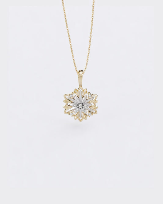 Золота Підвіска Едельвейс з діамантами (розмір M)