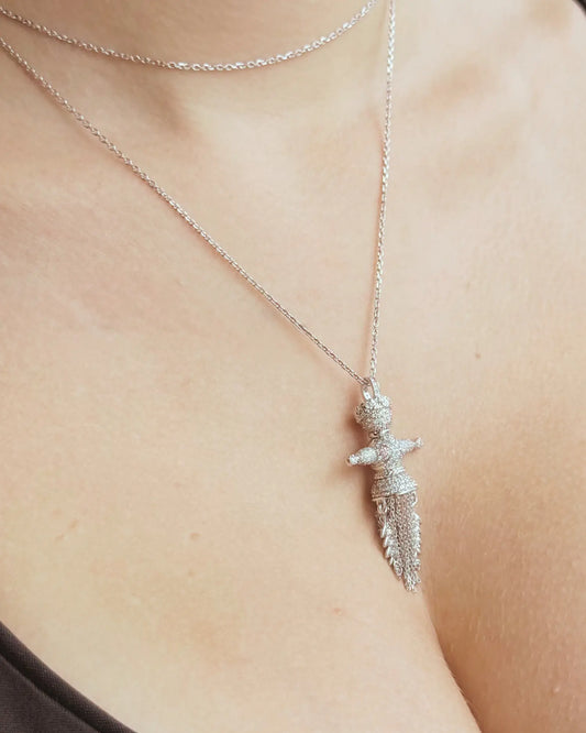 Підвіска лялька-мотанка Веснянка з діамантами