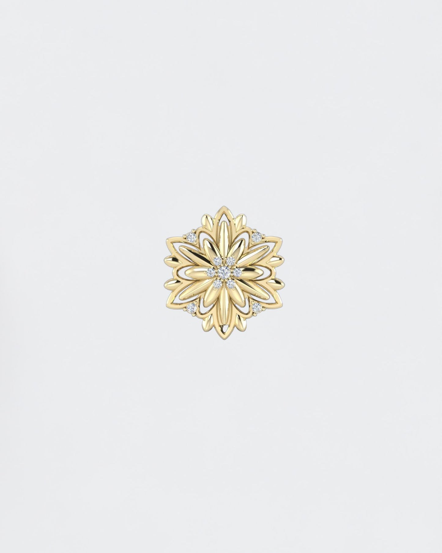 Золота брошка Едельвейс з діамантами