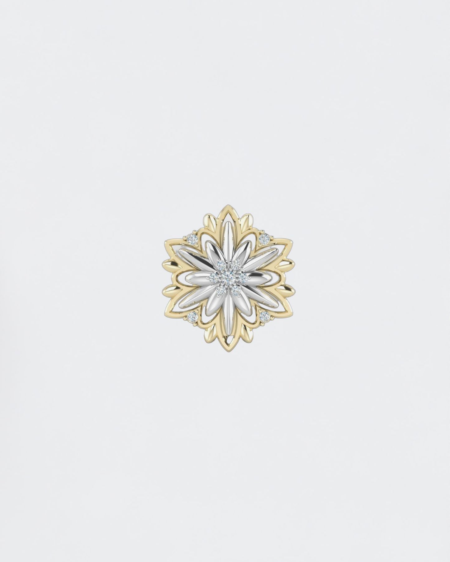 Золота брошка Едельвейс з діамантами