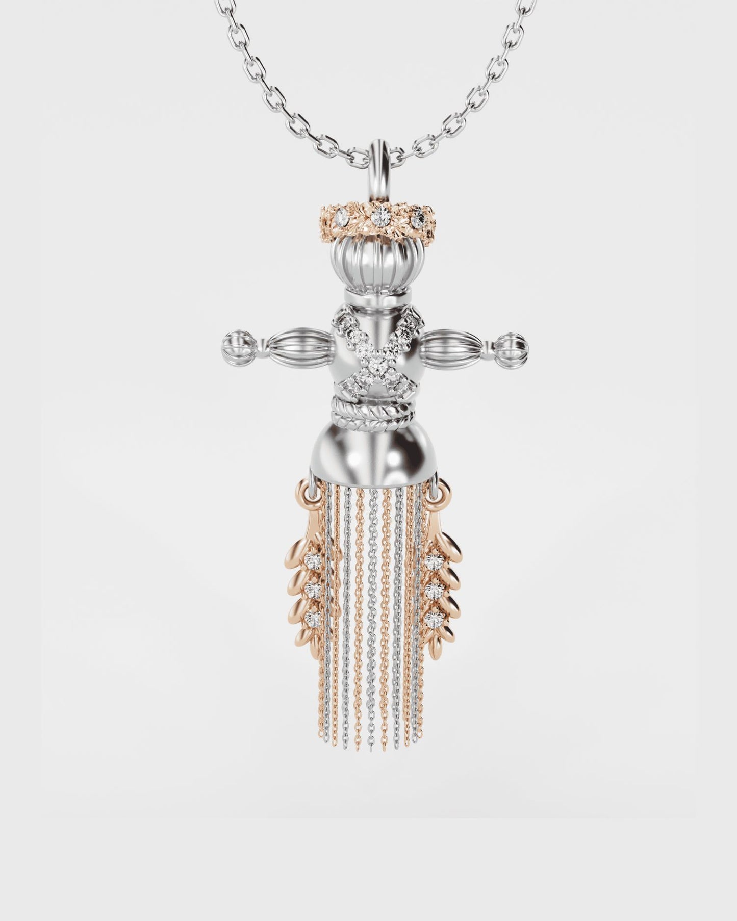 Золота Підвіска Лялька-мотанка Веснянка з діамантами