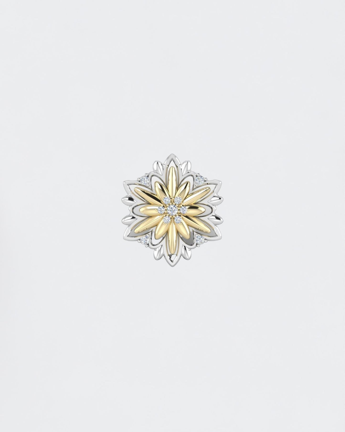 Золота брошка Едельвейс з діамантами