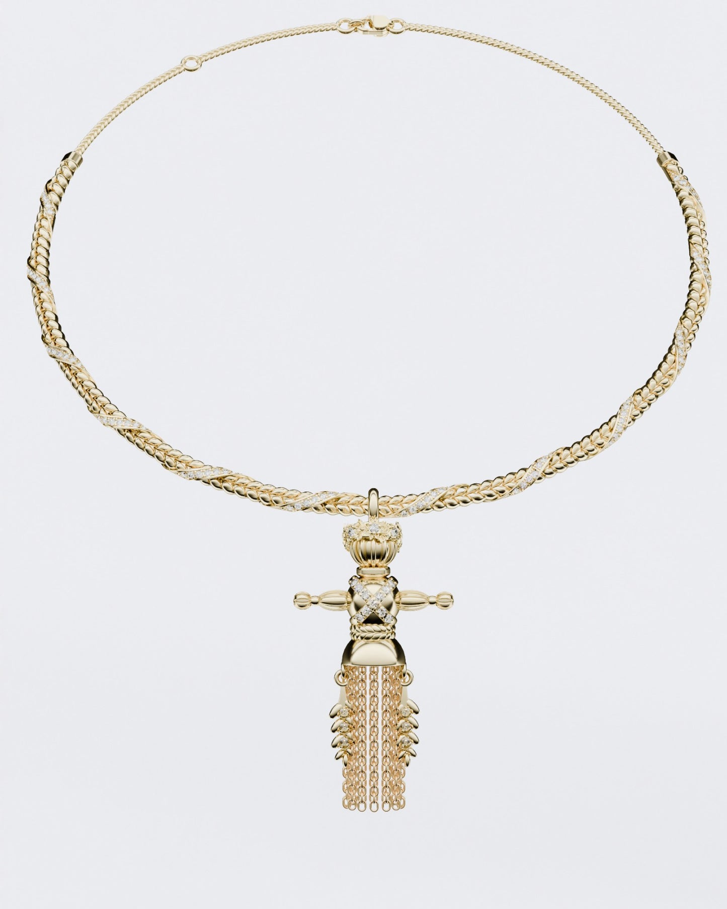 Золоте кольє  Колосок з діамантовою стрічкою