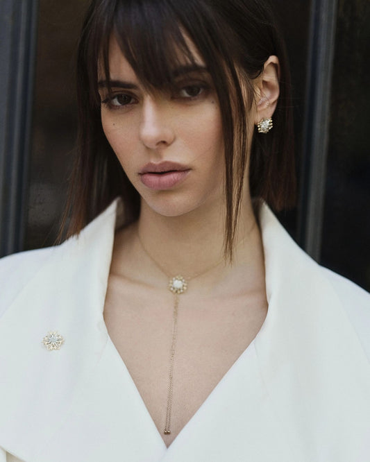 Золота брошка Едельвейс з діамантами