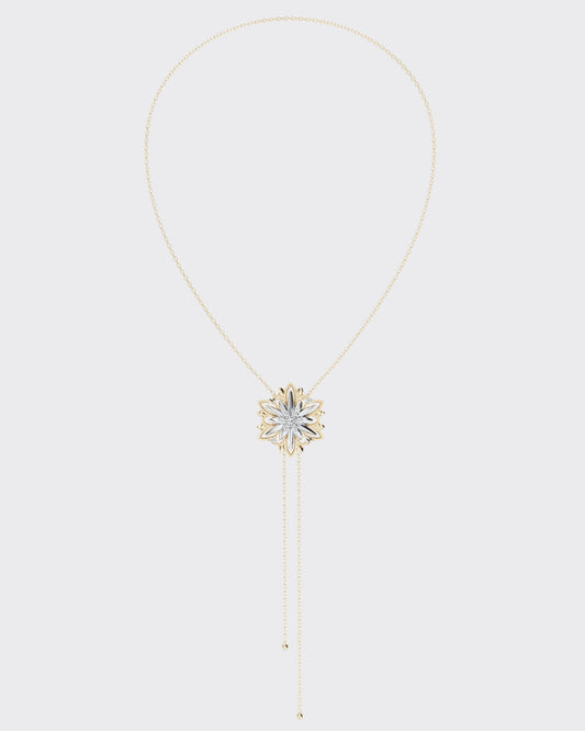 Золоте Кольє - краватка Едельвейс міні з діамантами