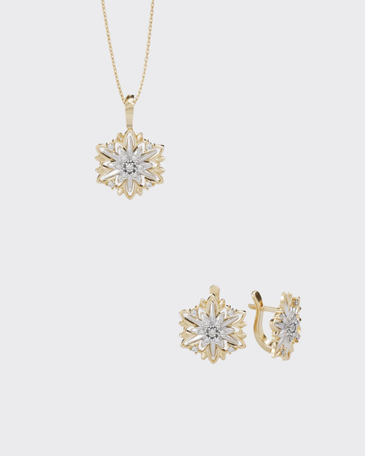 Золотий набір Едельвейс з діамантами (розмір M)