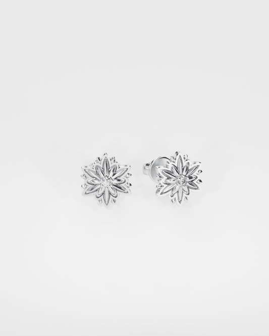 Золоті сережки-пусети Едельвейс (розмір S)