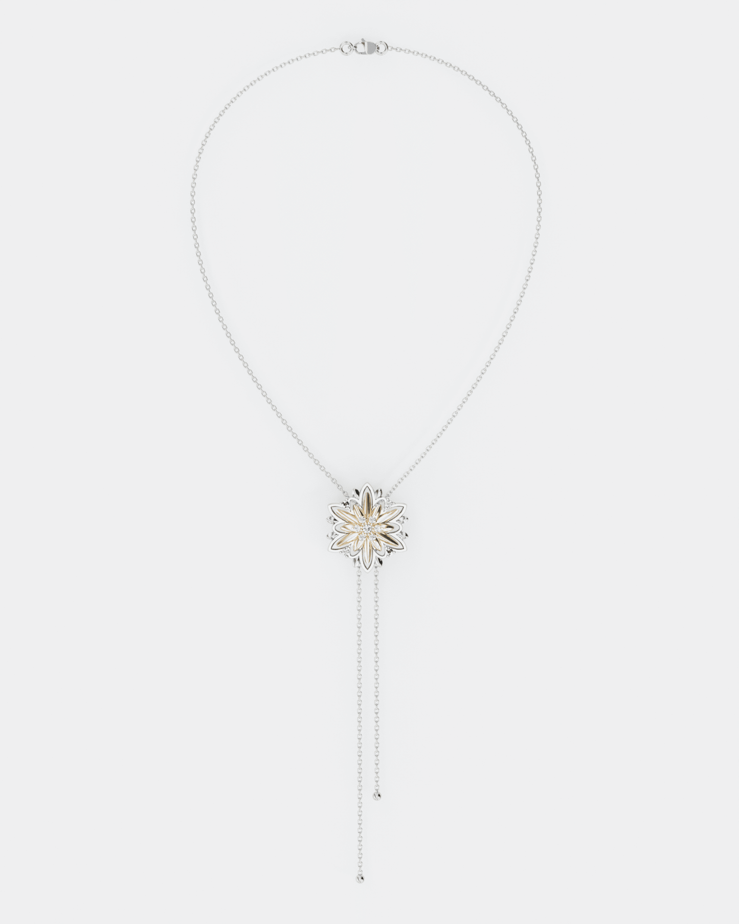 Золоте Кольє - краватка Едельвейс міні з діамантами