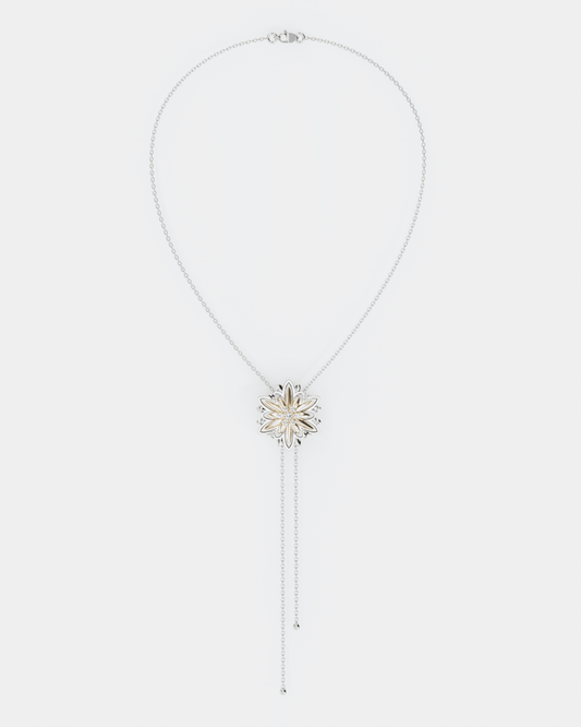 Золоте Кольє - краватка Едельвейс міні з діамантами