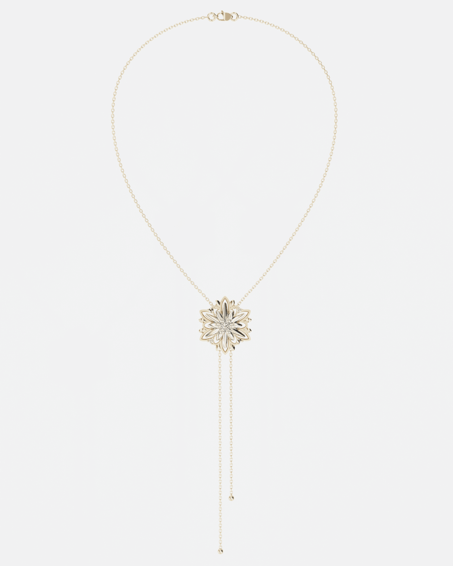 Золоте Кольє - краватка Едельвейс міні з діамантами