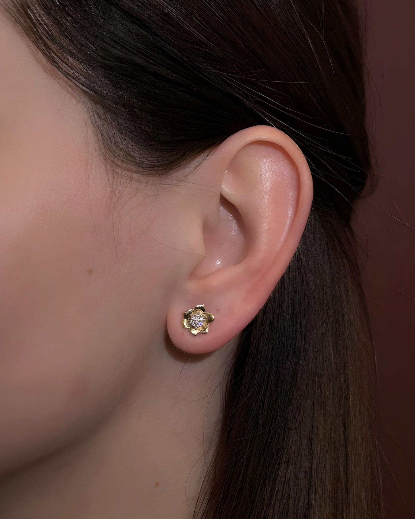 Золоті сережки-пусети Анемона міні