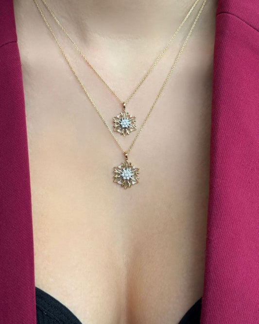 Золота Підвіска Едельвейс міні з діамантами