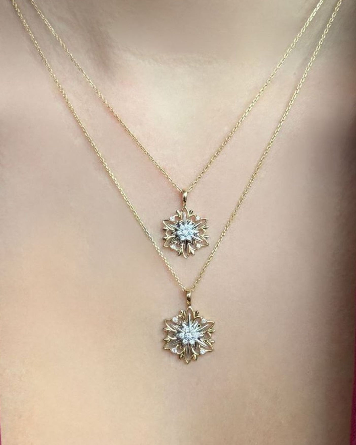 Золота Підвіска Едельвейс міні з діамантами