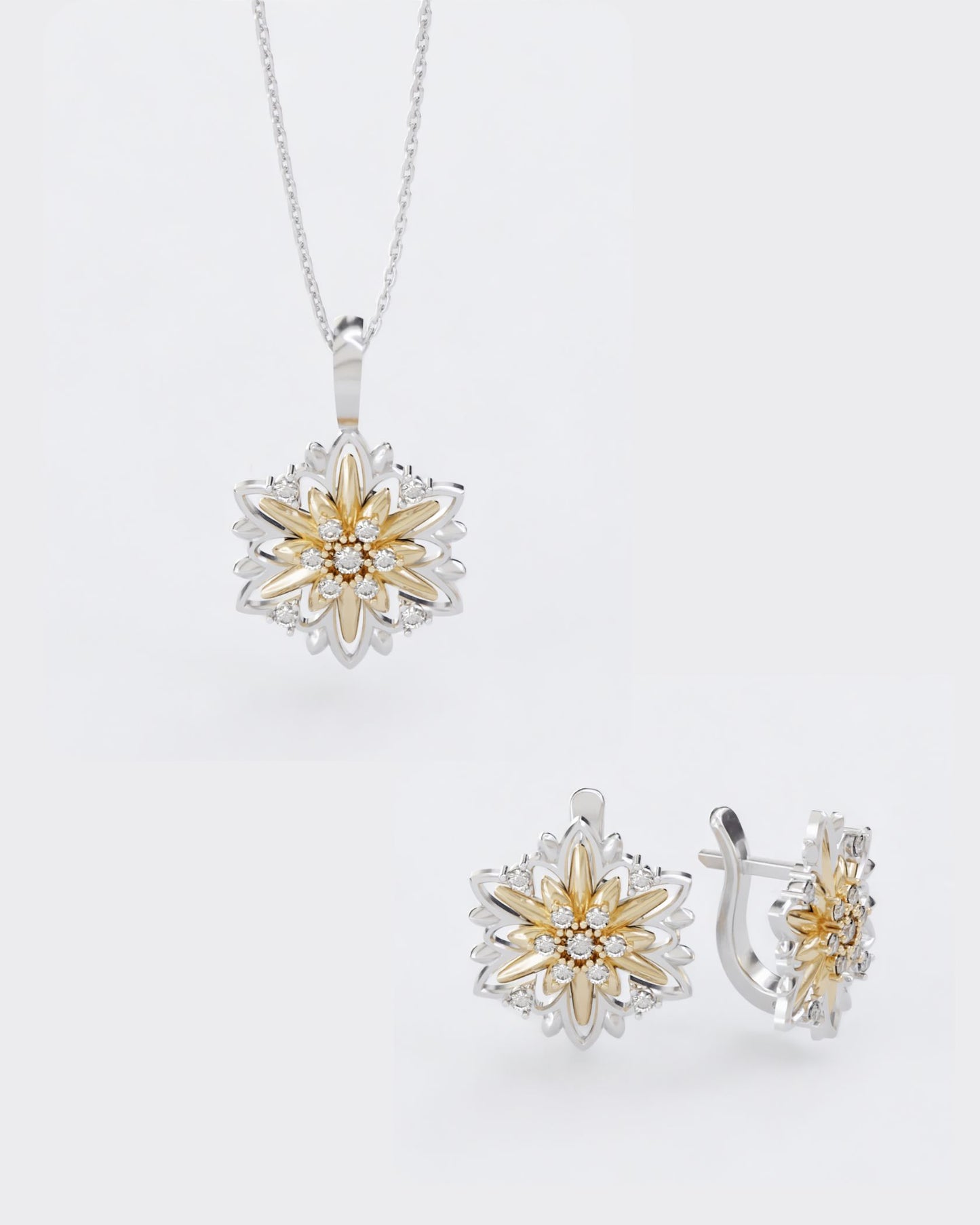 Золотий набір Едельвейс з діамантами