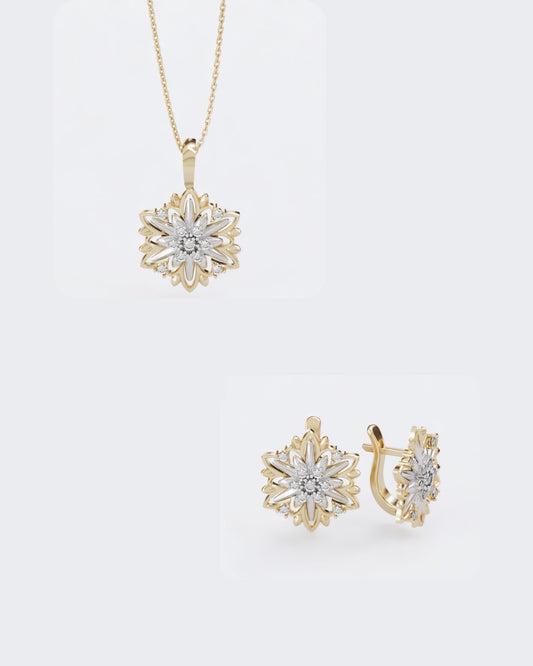 Золотий набір Едельвейс міні з діамантами