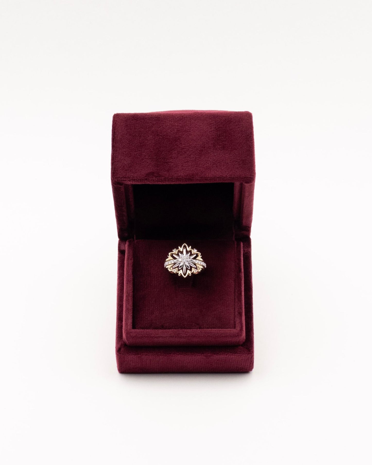 Золота Каблучка Едельвейс з діамантами