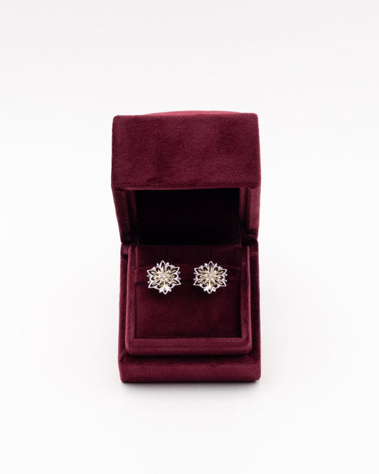 Золоті сережки Едельвейс з діамантами міні