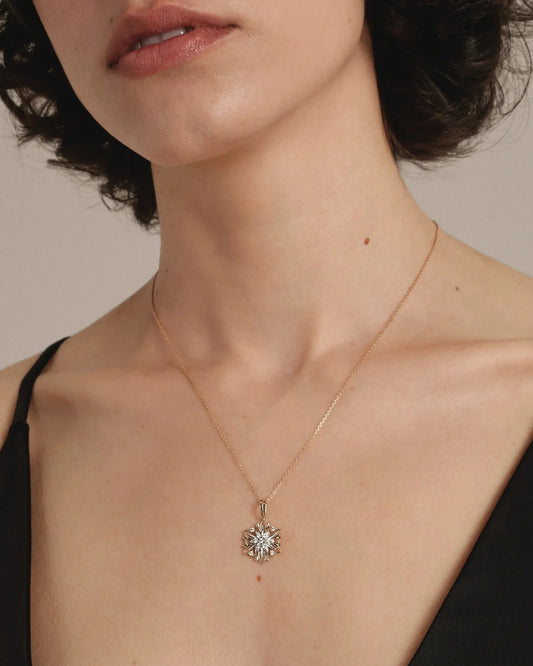 Золота Підвіска Едельвейс з діамантами