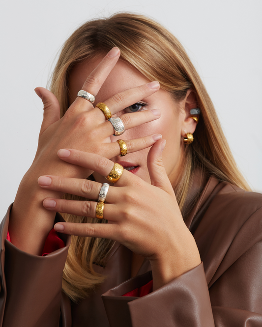 Золотий набір Сережки та каблучка Bloom