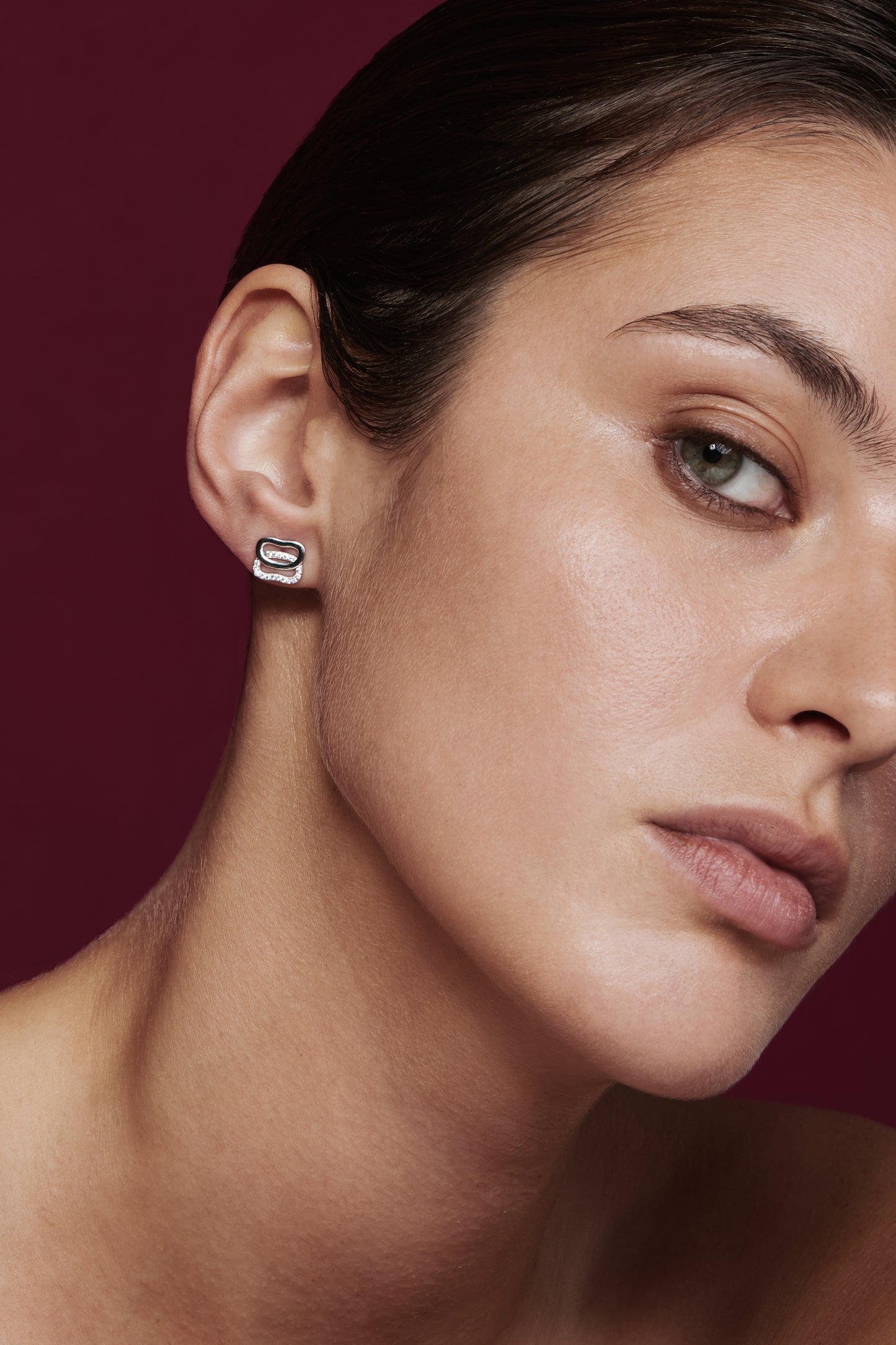 Сережки Дукач міні з чорними діамантами паве