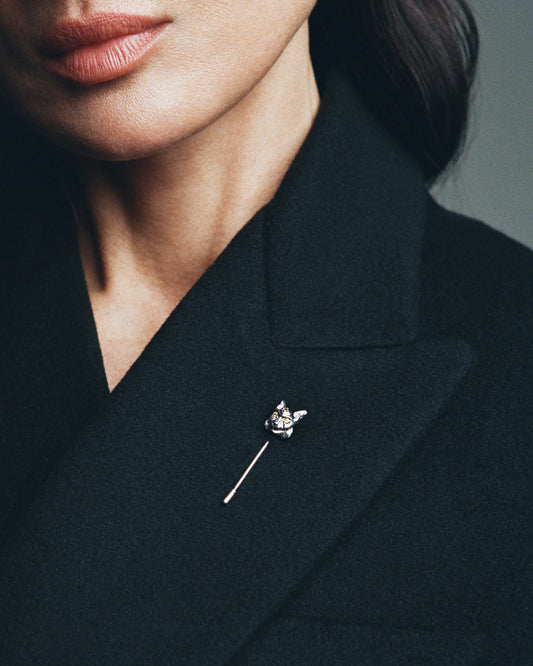 Золотий набір Сережки Рись та Брошка Рись міні