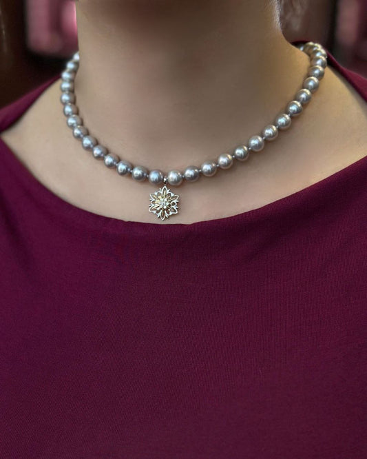 Кольє Едельвейс з діамантами та перлами