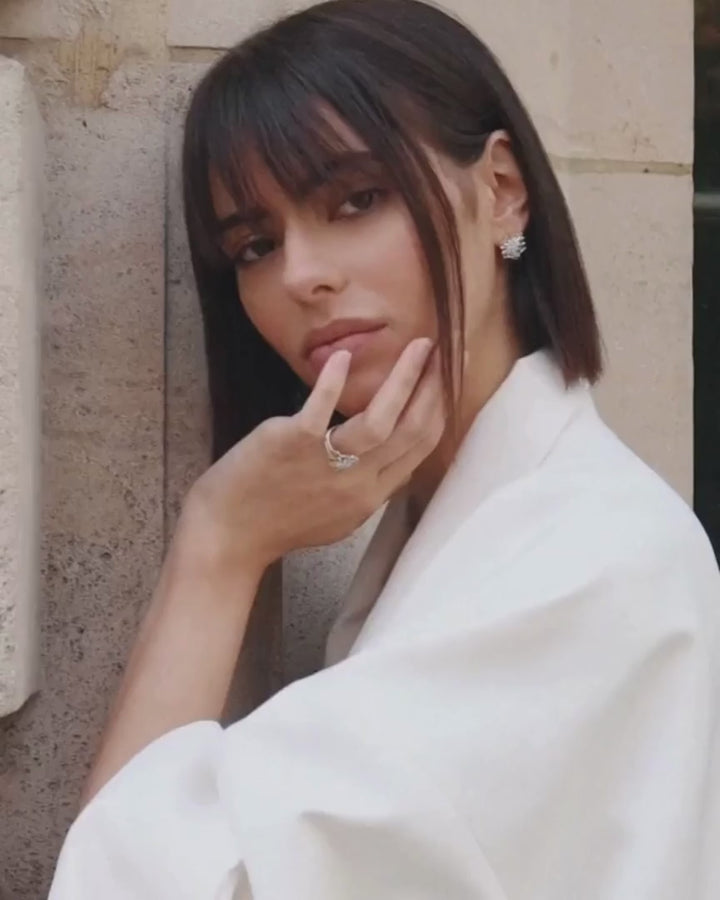 Золота Каблучка Едельвейс з діамантами